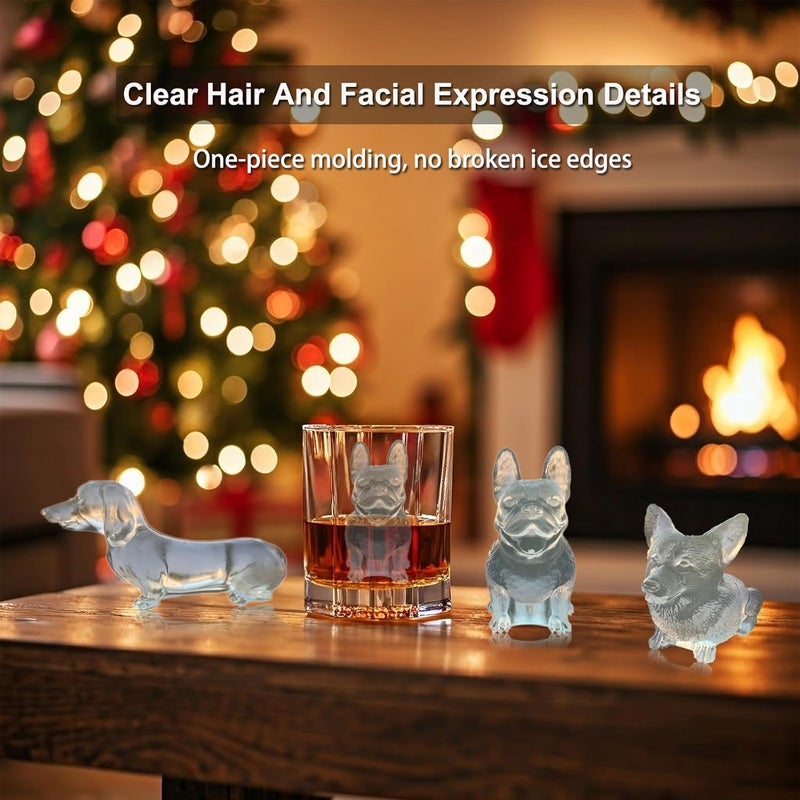 SIUPER 3D French Bulldog Ice Cube Molds Tray Silicone for Whiskey, Cocktail, Coffee Juice Drink; Fun Animal Shape, Christmas Gifts for Bulldog Lovers, Women, Kids; Chocolate Epoxy Resin Molds 2 Pack - Image 2